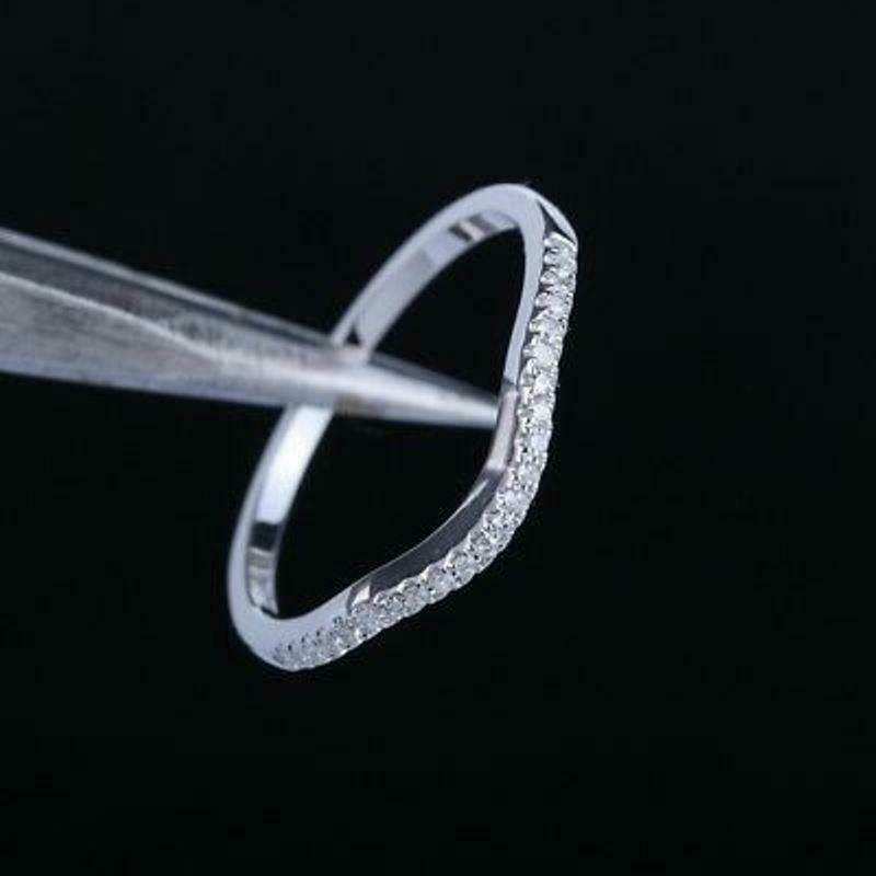 Classic Curved band High Polished Moissanites Studded